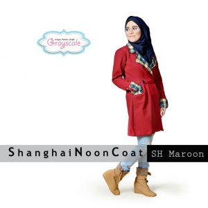 Grosir Baju Muslim Wanita Bandung Shanghai Coat Maroon