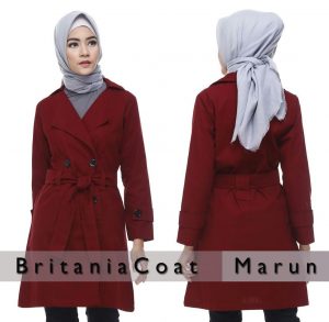 Jual Jaket Muslimah Terbaru Blazer Britania Coat Maroon
